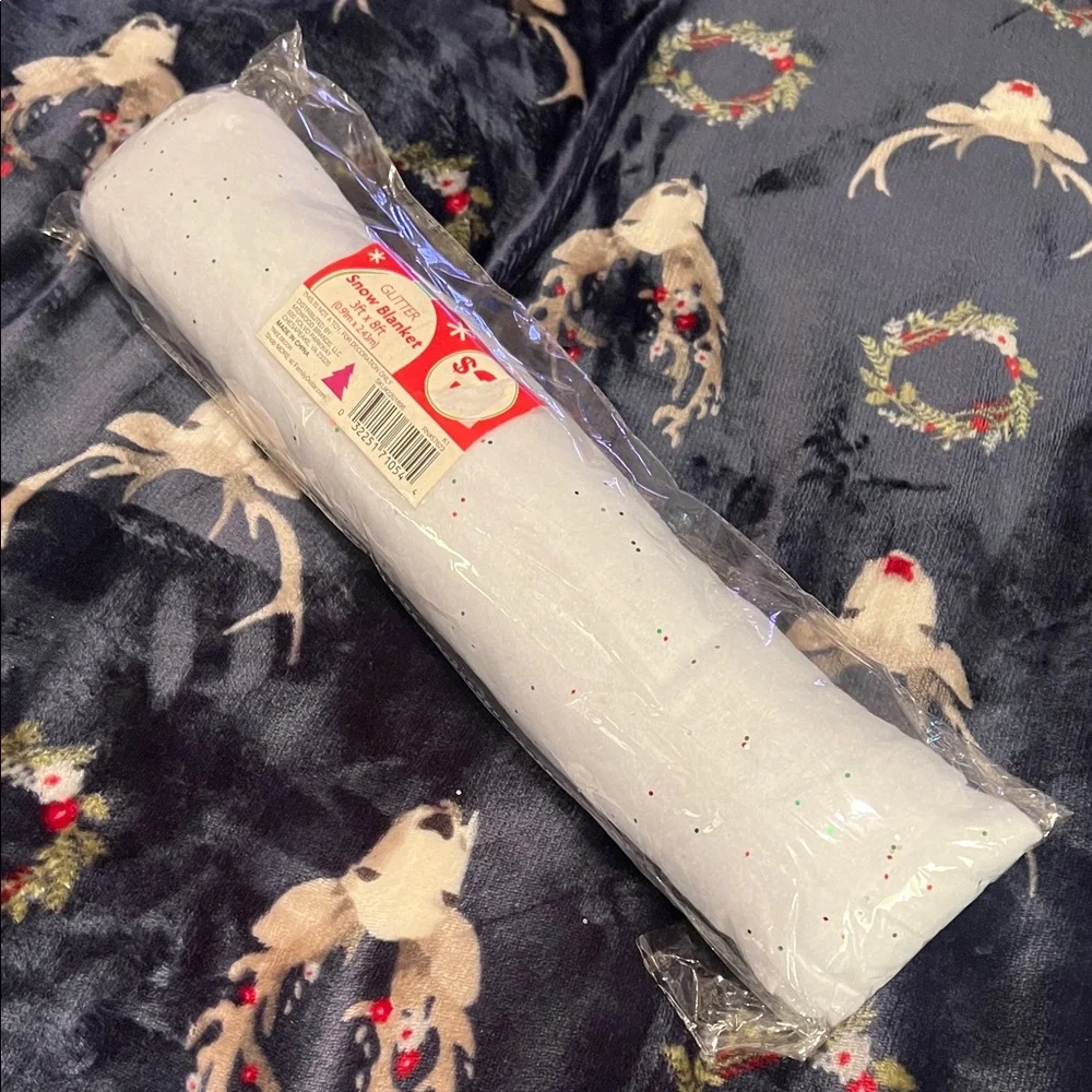 Vintage Glitter Snow Blanket - White